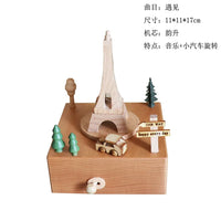 HKM-277587 Creative Wooden Carousel Music Box for Children's Day, Valentine's Day, and Birthday Gifts