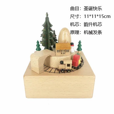 HKM-277587 Creative Wooden Carousel Music Box for Children's Day, Valentine's Day, and Birthday Gifts