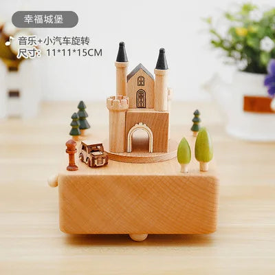 HKM-277587 Creative Wooden Carousel Music Box for Children's Day, Valentine's Day, and Birthday Gifts