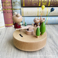 HKM-277587 Creative Wooden Carousel Music Box for Children's Day, Valentine's Day, and Birthday Gifts