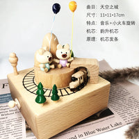 HKM-277587 Creative Wooden Carousel Music Box for Children's Day, Valentine's Day, and Birthday Gifts