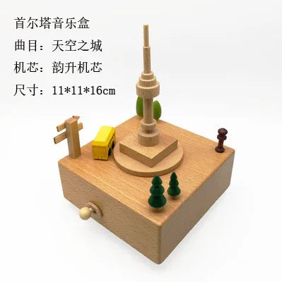 HKM-277587 Creative Wooden Carousel Music Box for Children's Day, Valentine's Day, and Birthday Gifts
