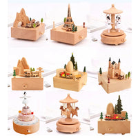 HKM-277587 Creative Wooden Carousel Music Box for Children's Day, Valentine's Day, and Birthday Gifts