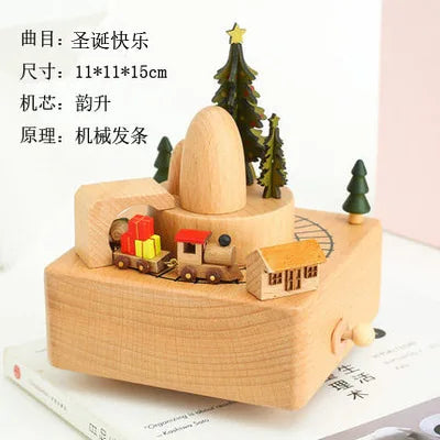 HKM-277587 Creative Wooden Carousel Music Box for Children's Day, Valentine's Day, and Birthday Gifts
