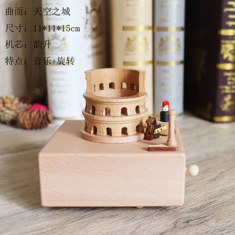 HKM-277587 Creative Wooden Carousel Music Box for Children's Day, Valentine's Day, and Birthday Gifts