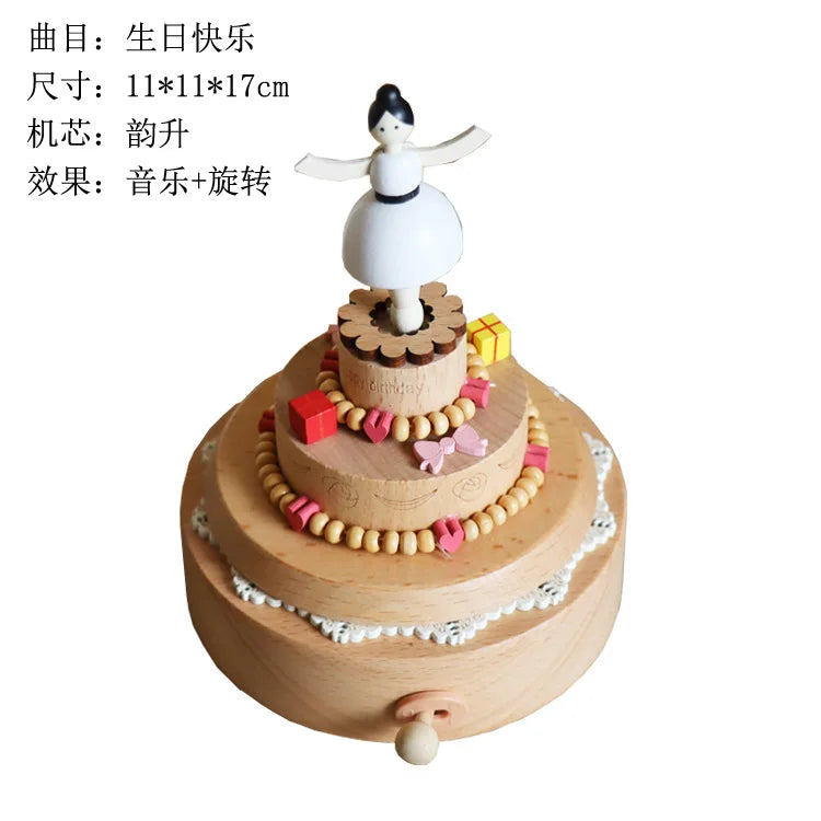 HKM-277587 Creative Wooden Carousel Music Box for Children's Day, Valentine's Day, and Birthday Gifts