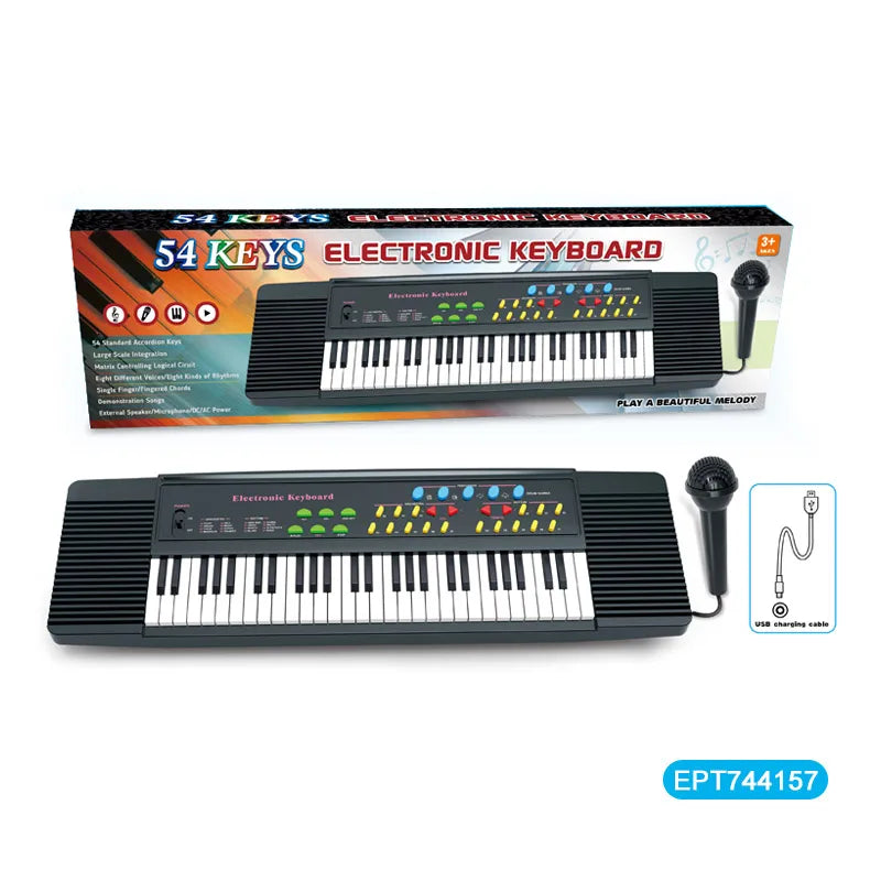 HKM-277715 54-Key Electronic Piano Toy with Microphone for Kids – Educational Musical Instrument for Ages 2-7