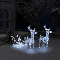 HKM-277715 Outdoor LED Reindeer and Sleigh Christmas Decoration with 160 Lights, 130 cm Length, Multiple Lighting Effects