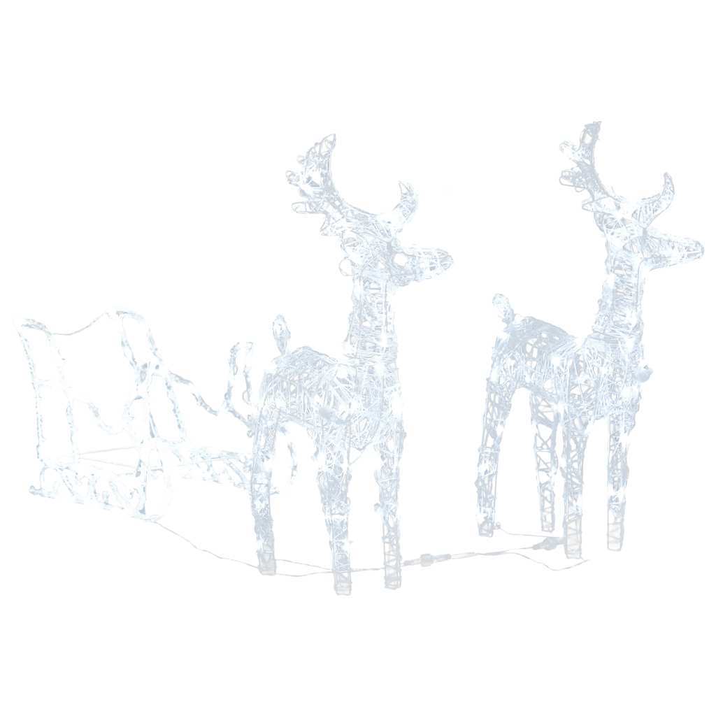 HKM-277715 Outdoor LED Reindeer and Sleigh Christmas Decoration with 160 Lights, 130 cm Length, Multiple Lighting Effects
