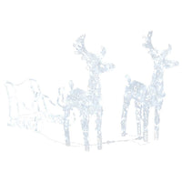 HKM-277715 Outdoor LED Reindeer and Sleigh Christmas Decoration with 160 Lights, 130 cm Length, Multiple Lighting Effects