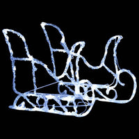 HKM-277715 Outdoor LED Reindeer and Sleigh Christmas Decoration with 160 Lights, 130 cm Length, Multiple Lighting Effects