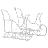 HKM-277715 Outdoor LED Reindeer and Sleigh Christmas Decoration with 160 Lights, 130 cm Length, Multiple Lighting Effects