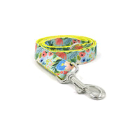 HKM-277907 Durable Polyester Dog Leash and Collar Set for Medium to Large Dogs, Midsummer Garden Yellow