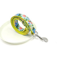 HKM-277907 Durable Polyester Dog Leash and Collar Set for Medium to Large Dogs, Midsummer Garden Yellow