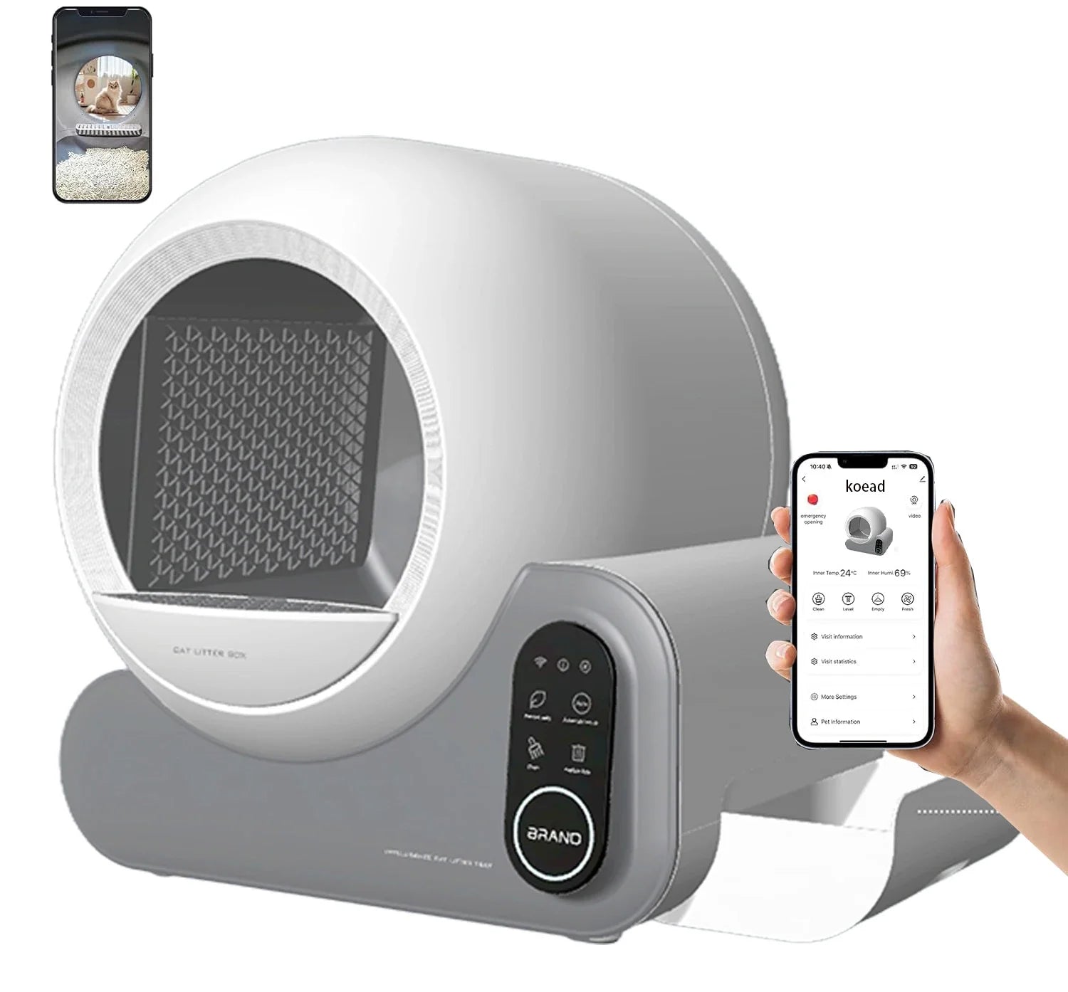 KTX-278035 Automatic Smart Cat Litter Box with APP Control and Odor Removal, Suitable for Multiple Cats