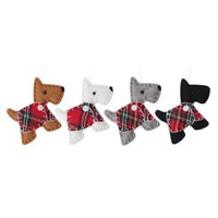 HKM-278035 Christmas Tree Dog Pendant Ornament - Non-Woven Fabric in Various Colors: Brown, White, Gray, Black (12.5 x 11CM)