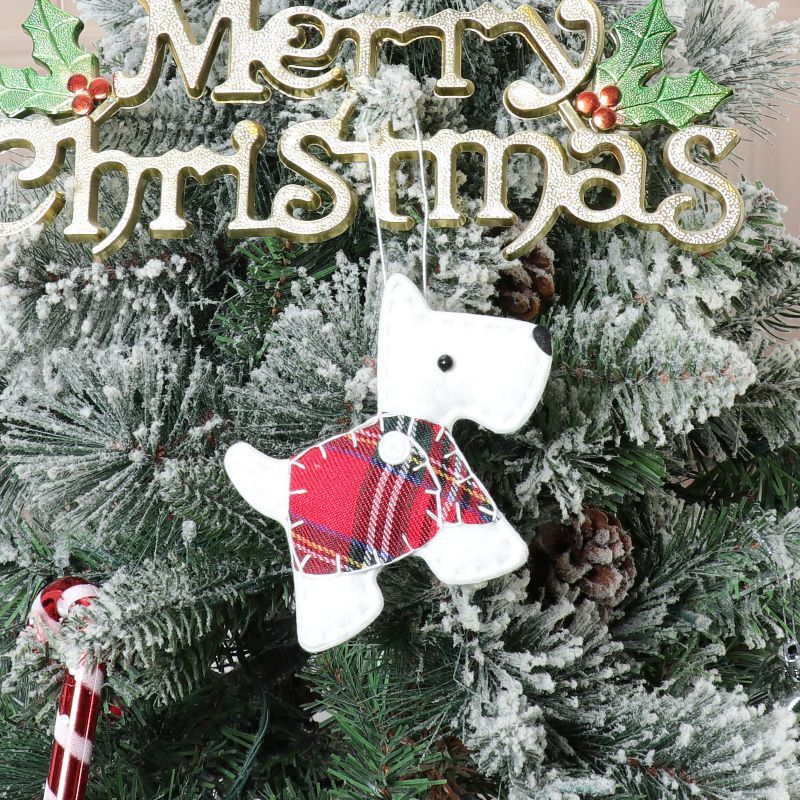 HKM-278035 Christmas Tree Dog Pendant Ornament - Non-Woven Fabric in Various Colors: Brown, White, Gray, Black (12.5 x 11CM)