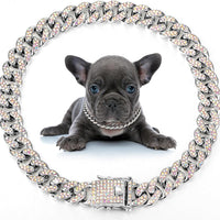 HKM-278099 Elegant Metal Cat Chain Necklace for Small to Large Dogs and Cats with Crystal Accents