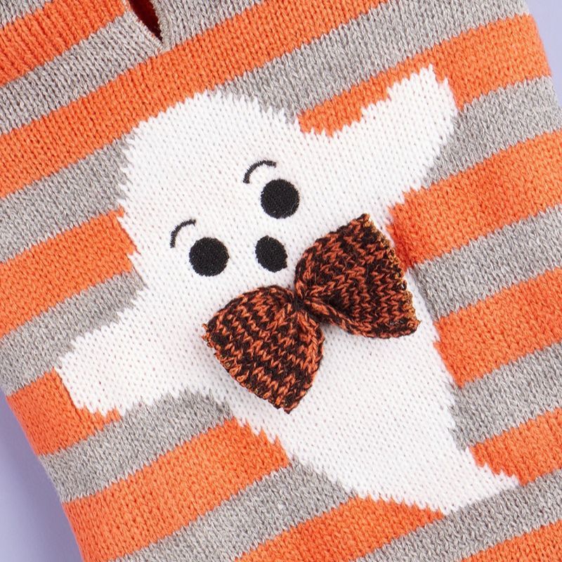 HKM-278163 Knitted Cold-Proof Striped Hooded Pet Sweater with Fur Ball - Orange, Sizes XS to L