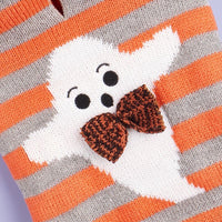 HKM-278163 Knitted Cold-Proof Striped Hooded Pet Sweater with Fur Ball - Orange, Sizes XS to L