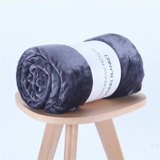 HKM-278227 Cozy Solid Color Flannel Coral Fleece Blanket in Multiple Sizes and Colors