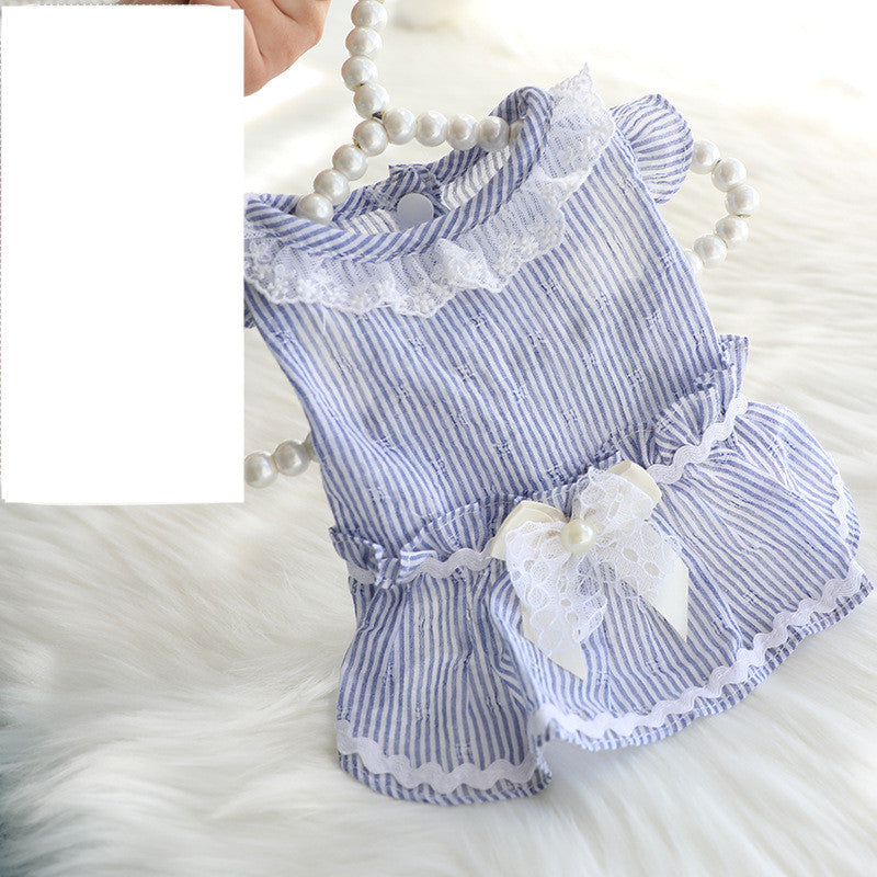HKM-278355 Girls' Summer Cotton Dog Skirt with Peppermint Butterfly Print