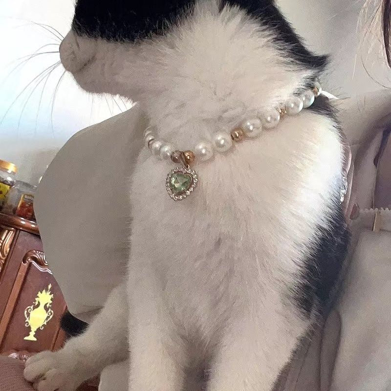 HKM-278419 Charming Pearl Necklace in Various Colors and Sizes for Cat Lovers