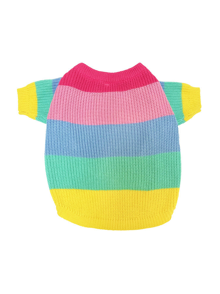 HKM-278547 Rainbow Wool Dog Sweater - Cozy Knit for Small to Extra Large Dogs