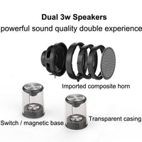 HKM-278611 Transparent Bluetooth Speaker with Dual-Radiation Design and TWS Function, 5-Hour Battery Life, Suction Cup Included