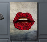 HKM-278739 Abstract Doodle Lips Decorative Canvas Art for Living Room and Bedroom