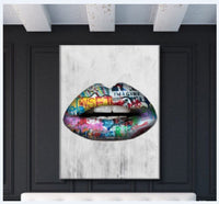 HKM-278739 Abstract Doodle Lips Decorative Canvas Art for Living Room and Bedroom