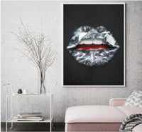 HKM-278739 Abstract Doodle Lips Decorative Canvas Art for Living Room and Bedroom