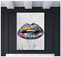 HKM-278739 Abstract Doodle Lips Decorative Canvas Art for Living Room and Bedroom