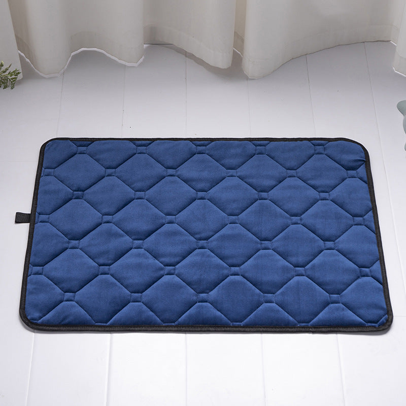 HKM-278931 Plush Warm Car Dog Mat for Large Dogs - Soft Crystal Velvet and Short Plush, Machine Washable in Sapphire Blue and Gray