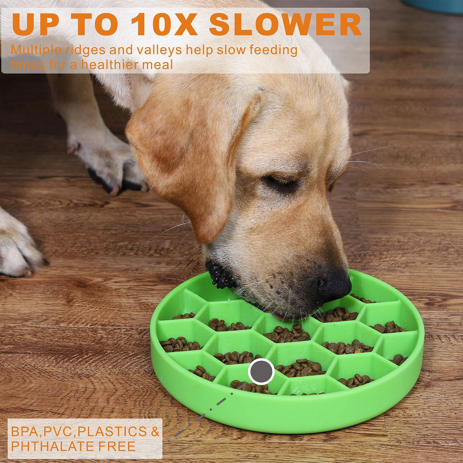 HKM-278931 Silicone Honeycomb Anti-Choke Feeding Bowl in Blue, Green, and Orange