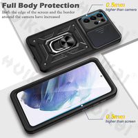 HKM-278995 Samsung Compatible TPU and PC Full Cover Push Window Phone Case for Models S20, S20Plus, S20Ultra, S20FE, S21, S21Plus, S21Ultra, S21FE in Various Colors