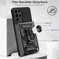 HKM-278995 Samsung Compatible TPU and PC Full Cover Push Window Phone Case for Models S20, S20Plus, S20Ultra, S20FE, S21, S21Plus, S21Ultra, S21FE in Various Colors