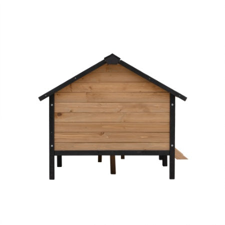 HKM-279059 Outdoor Wooden Dog Kennel with Porch - Spacious All-Weather Cabin for Medium to Large Dogs