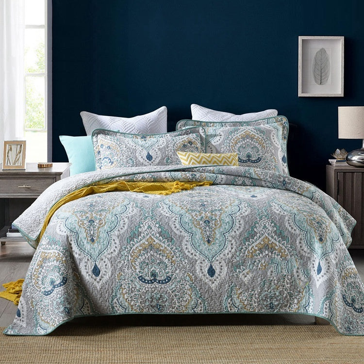HKM-279059 Pure Cotton Summer Cooling Bedspread Set - 3-Piece Euro Style Duvet Cover with Pillowcases