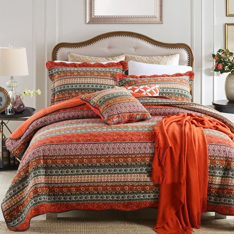 HKM-279059 Pure Cotton Summer Cooling Bedspread Set - 3-Piece Euro Style Duvet Cover with Pillowcases