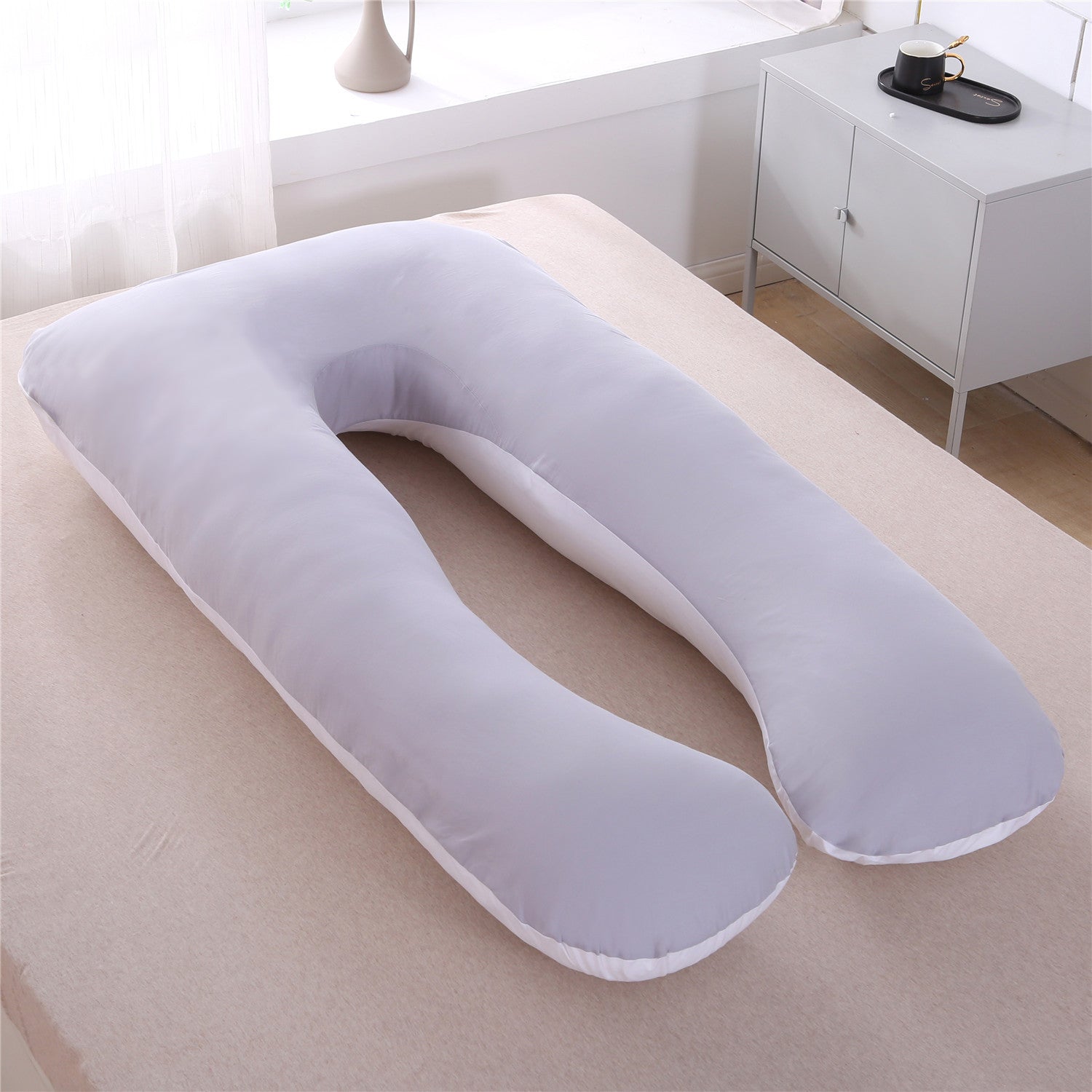 HKM-279187 U-Shaped Pure Cotton Maternity Pillow with Adjustable Height and Supportive Design