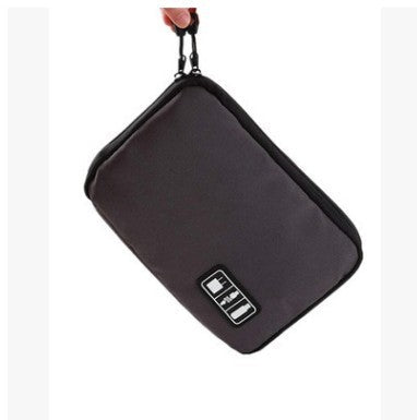 HKM-279251 Digital Storage Bag for Electronics Accessories - Waterproof Organizer with Elastic Loops and Dual Zippers