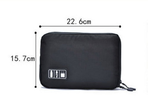 HKM-279251 Digital Storage Bag for Electronics Accessories - Waterproof Organizer with Elastic Loops and Dual Zippers