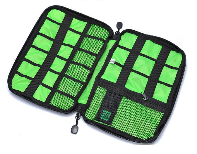 HKM-279251 Digital Storage Bag for Electronics Accessories - Waterproof Organizer with Elastic Loops and Dual Zippers