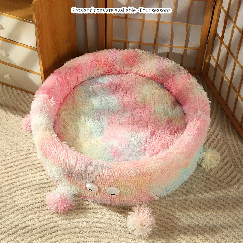 HKM-279443 Winter Warm Cute Eye Small Monster Cat Bed Pet Cat Bed Round Nest Dog Bed Dog House Cat House Cat Teaser Pet Pad