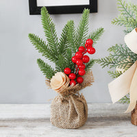 HKM-279507 Wrought Iron Small Christmas Tree Ornament in Pot - Eco-Friendly, Durable Decor