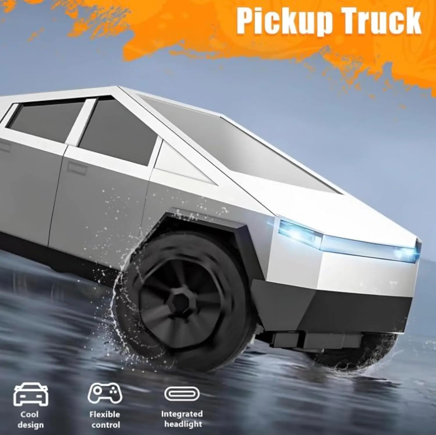 HKM-279699 Remote Control Electric Pickup Truck with Head Lighting - Wireless Rechargeable Road Toy for Kids, 25CM