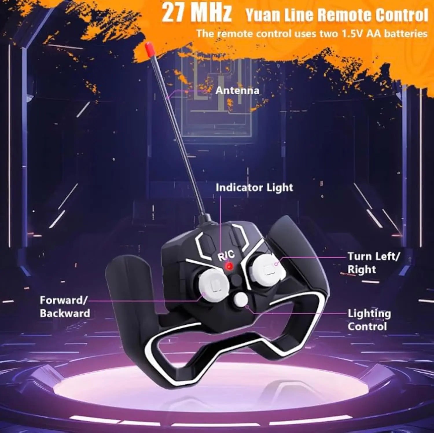 HKM-279699 Remote Control Electric Pickup Truck with Head Lighting - Wireless Rechargeable Road Toy for Kids, 25CM