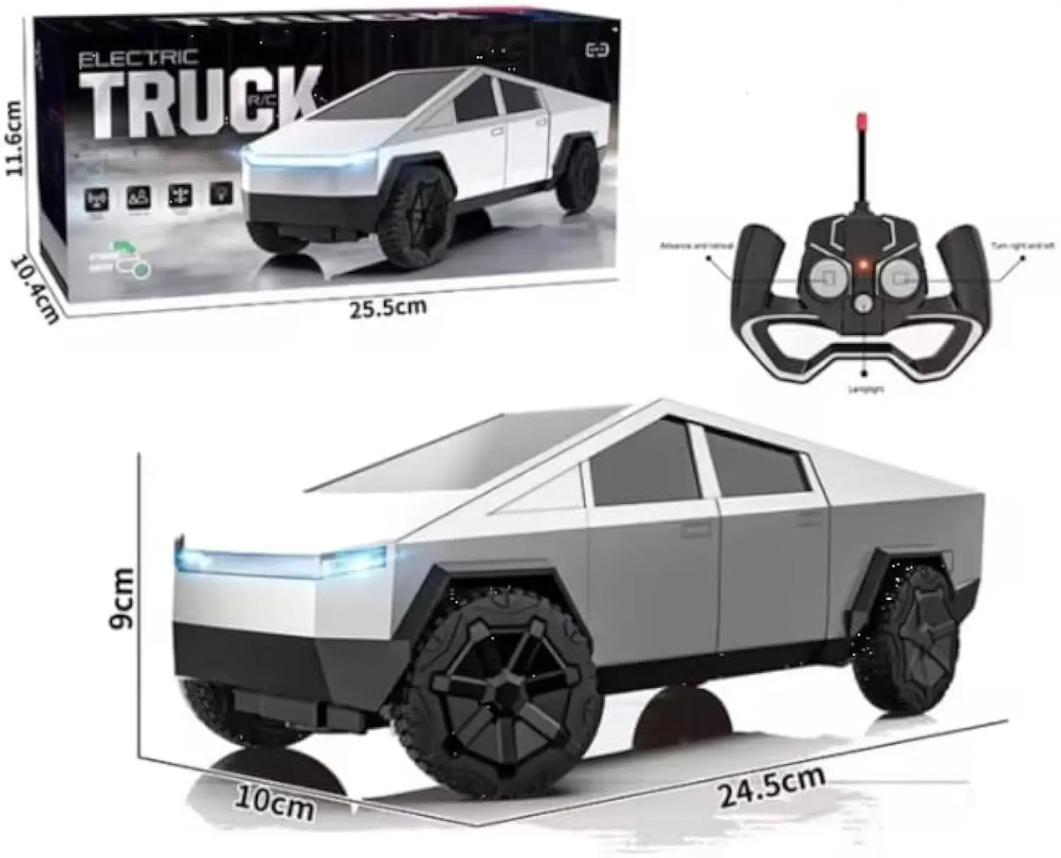 HKM-279699 Remote Control Electric Pickup Truck with Head Lighting - Wireless Rechargeable Road Toy for Kids, 25CM