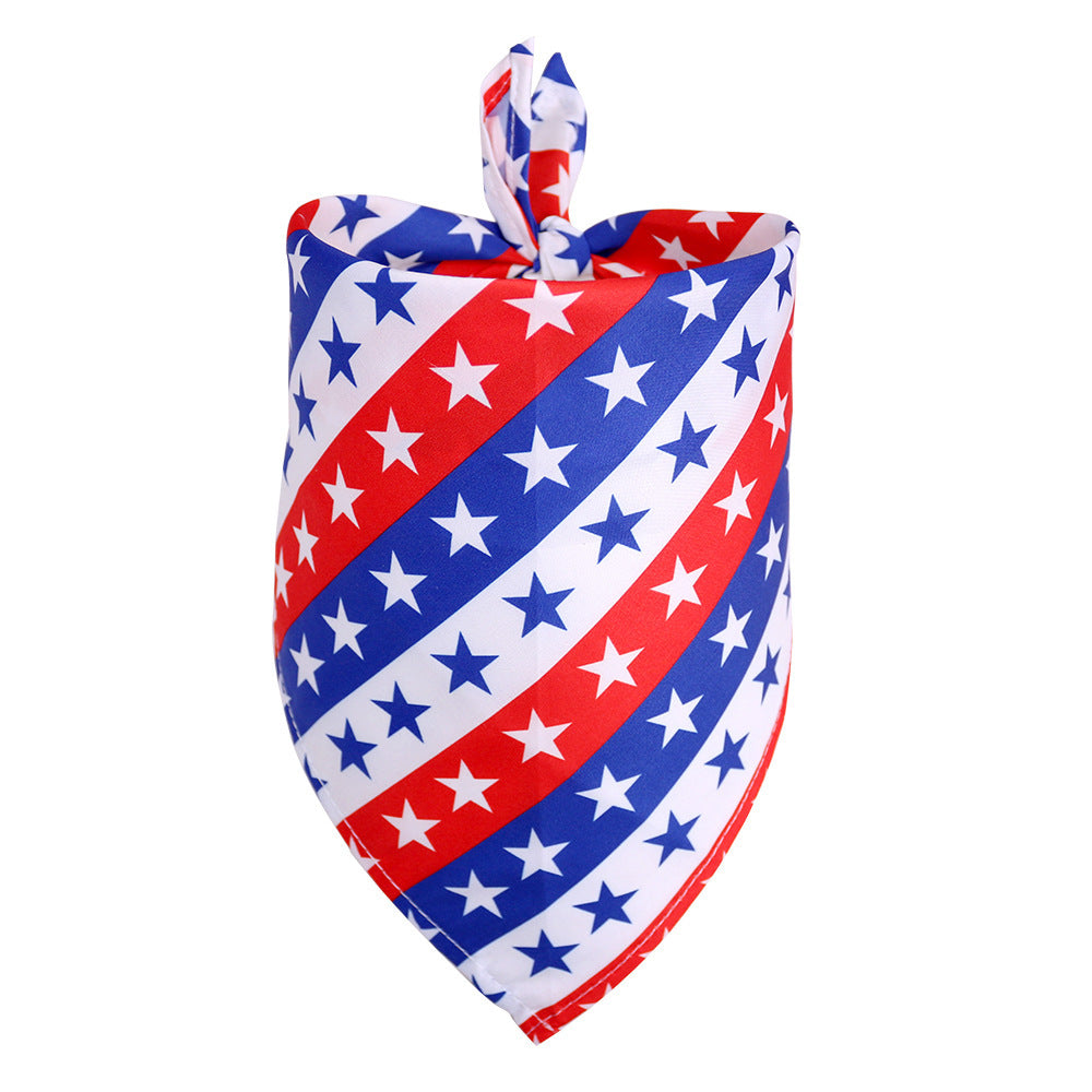 HKM-279763 Independence Day Pet Drool Towel Bib - Polyester Bandana for Small to Large Dogs and Cats